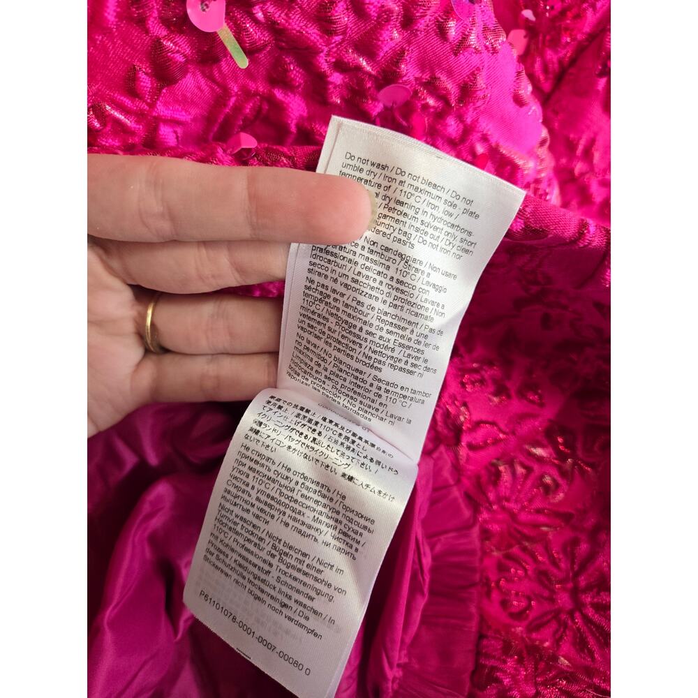 Valentino Mini Dress 2022 Pink PP Collection Jacquard Hot Pink Lurex Sequin 36 0 - Picture 14 of 16
